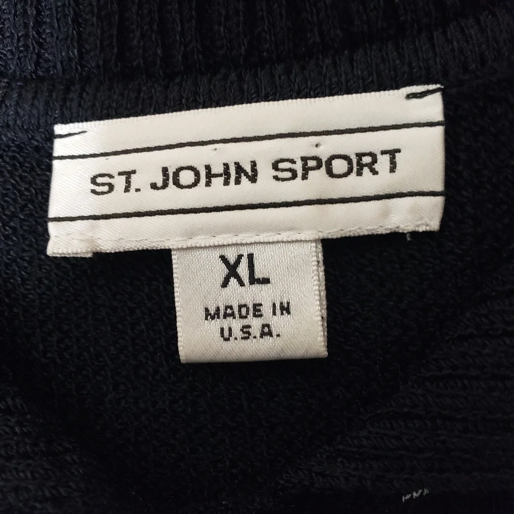 St. John Sport Dress Extra Large Knit Sleeveless Black White Zebra Collared Wool - Picture 7 of 15